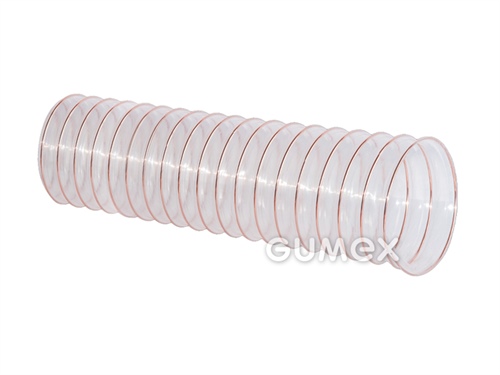 Vzduchotechnická hadice pro lehčí abraziva VULCANO PU S1, 51mm, -0,04bar, PU (esterová báze), poměděná ocelová spirála, -40°C/+90°C, transparentní